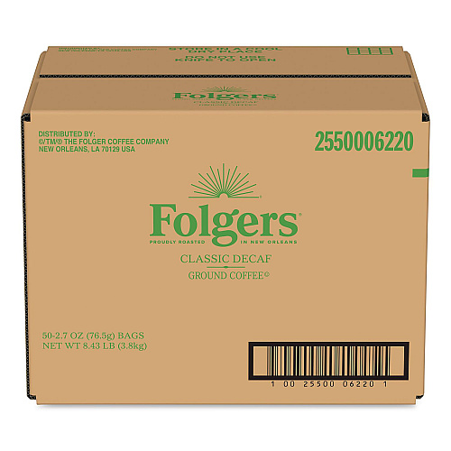Folgers Classic Decaf Ground Coffee Fraction Pack, 2.7 oz Packet, 50/Carton (PRO44269)