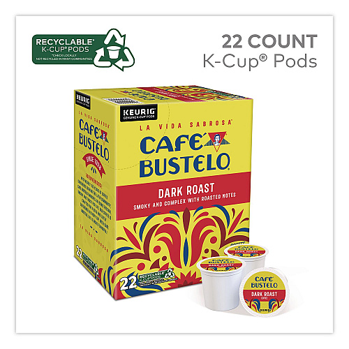 Cafe Bustelo Dark Roast Coffee K-Cup, 22/Box (5000389574)