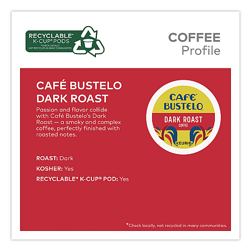 Cafe Bustelo Dark Roast Coffee K-Cup, 22/Box (5000389574)