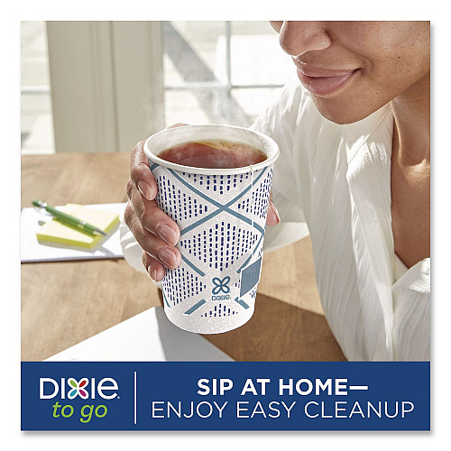 Dixie To Go Paper Cups and Lids Combo, 12 oz, Blue/White, 66/Pack (15030)