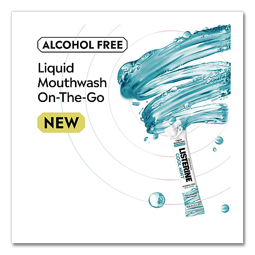 Listerine On-The-Go Mouthwash, Cool Mint Flavor, 0.33 oz Packet, 15/Pack (20246)