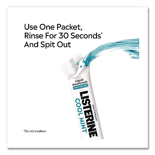 Listerine On-The-Go Mouthwash, Cool Mint Flavor, 0.33 oz Packet, 15/Pack (20246)