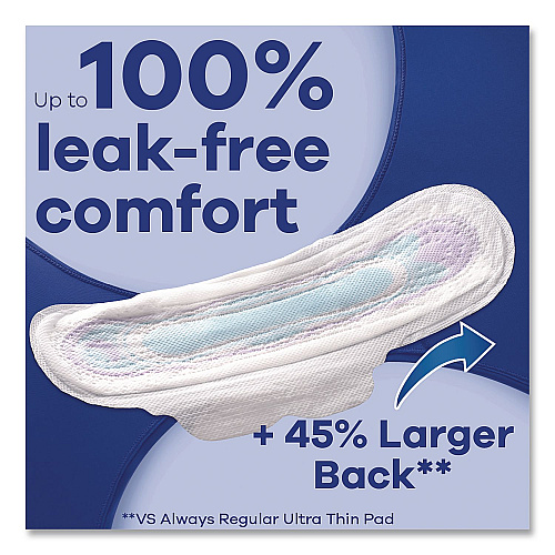 Always Ultra Thin Overnight Pads with Wings, Size 4, Overnight Absorbency, 16/Pack, 6 Packs/Carton (12851)