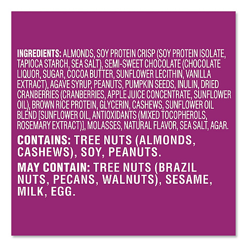 Pick Me Up Provisions Gluten-Free Cranberry Almond Dark Chocolate Protein Bar Protein Bars, 1.4 oz Bar, 16/Box (PM63401)