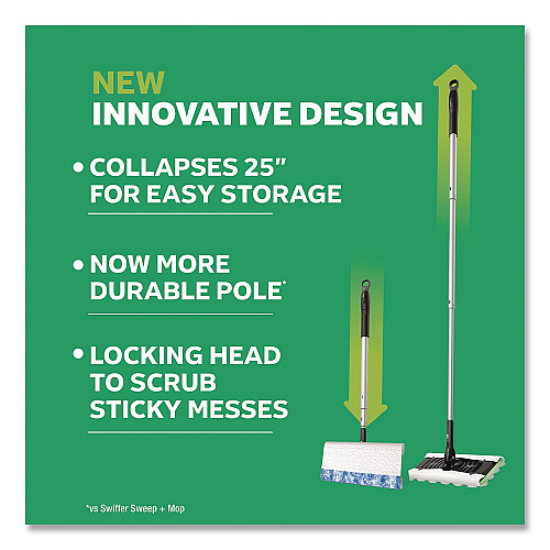 Swiffer Sweep and Mop 2-in-1 Dry + Wet Floor Deluxe Mopping and Sweeping Kit, Silver Handle (16413)