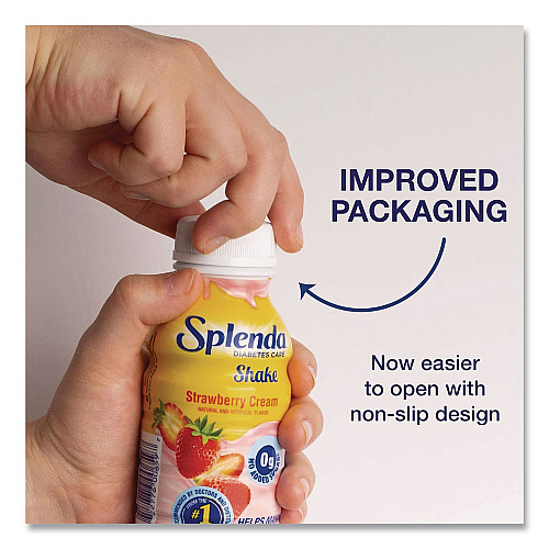 Splenda Diabetes Care Sugar-Free Shake, Strawberry Cream, 14 oz Bottle, 24/Carton (HFP00659)