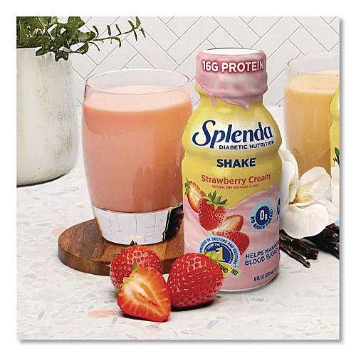 Splenda Diabetes Care Sugar-Free Shake, Strawberry Cream, 14 oz Bottle, 24/Carton (HFP00659)