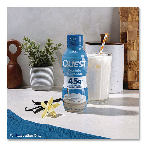 Quest Protein Milkshakes, Vanilla, 14 oz Bottle, 12/Carton (QUN01602)