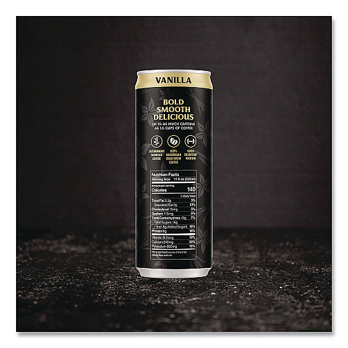 Death Wish Coffee Vanilla Latte Cold Brew Coffee, 11 oz Can, 12/Carton (EWC34373)