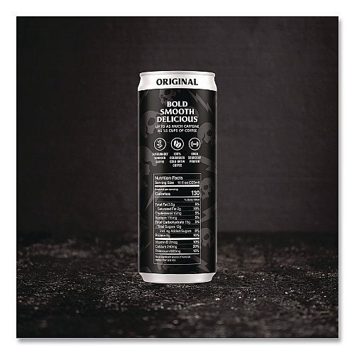 Death Wish Coffee Original Latte Cold Brew Coffee, 11 oz Can, 12/Carton (EWC34446)