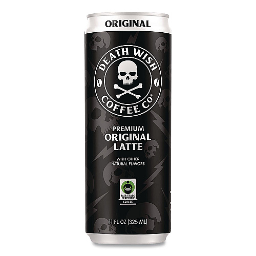 Death Wish Coffee Original Latte Cold Brew Coffee, 11 oz Can, 12/Carton (EWC34446)