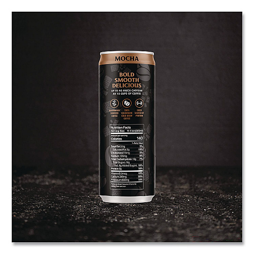 Death Wish Coffee Mocha Latte Cold Brew Coffee, 11 oz Can, 12/Carton (EWC34447)
