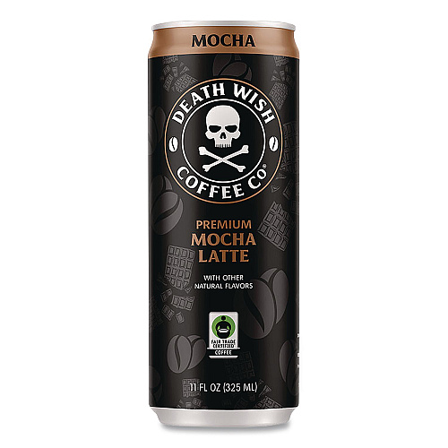 Death Wish Coffee Mocha Latte Cold Brew Coffee, 11 oz Can, 12/Carton (EWC34447)