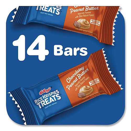 Kellogg's Rice Krispies Treats Crispy Rice Squares, Chocolatey Peanut Butter, 0.78 oz Bar, 14/Box (KEE30684)