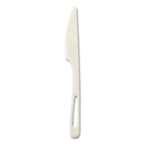 World Centric TPLA Cutlery, Medium Heavyweight, Knife, Plastic, Light Beige, 24/Pack (KNPSR)