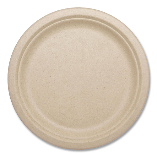 World Centric Fiber Plates, 9" dia, Natural, 20/Pack (PLRTSCU9)