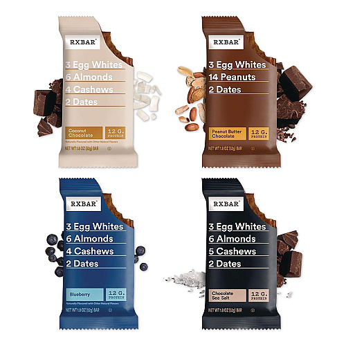 RXBAR Adult Bars Variety Pack, 1.8oz Bar, (4) Chocolate Sea Salt, (2) Blueberry, (2) Coconut Chocolate, (2) Peanut Butter Chocolate (KEE00725)