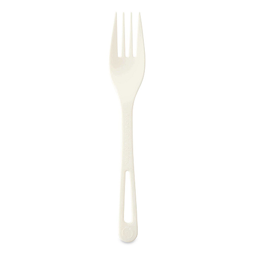 World Centric TPLA Cutlery, Medium Heavyweight, Fork, Plastic, Light Beige, 24/Pack (FOPSR)