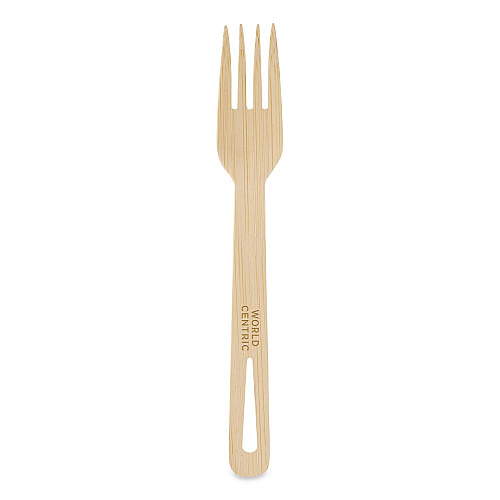 World Centric Bamboo Cutlery, Medium Heavyweight, Fork, Paper, Natural, 24/Pack (FOBBR)