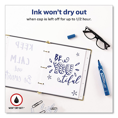 Avery MARKS A LOT Large Desk-Style Permanent Marker, Broad Chisel Tip, Blue (08886EA)