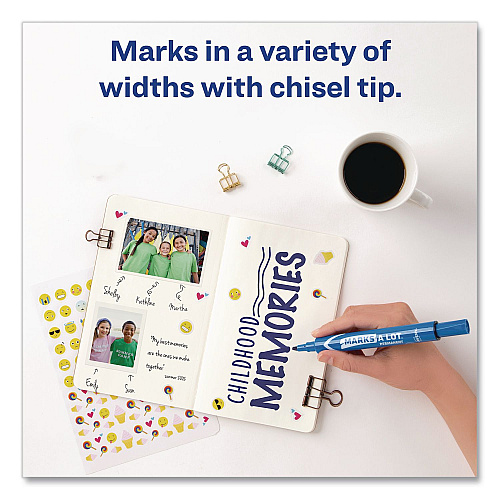 Avery MARKS A LOT Large Desk-Style Permanent Marker, Broad Chisel Tip, Blue (08886EA)