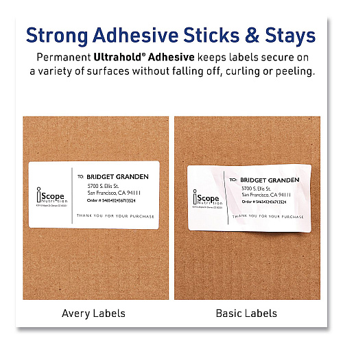 Avery Waterproof Film Address Labels with Sure Feed Technology, Laser Printers, 2 x 4, White, 10 Labels/Sheet, 10 Sheets/Pack (15513EA)