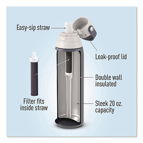 Brita Stainless Steel Filtered Water Bottle. 20 oz, Carbon (36447)