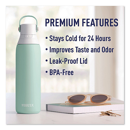Brita Stainless Steel Filtered Water Bottle, 20 oz, Glacier (36448)