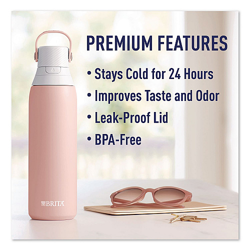 Brita Stainless Steel Filtered Water Bottle, 20 oz, Rose (36452)