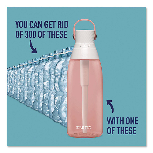Brita Plastic Filtered Water Bottle, 36 oz, Blush (36525)