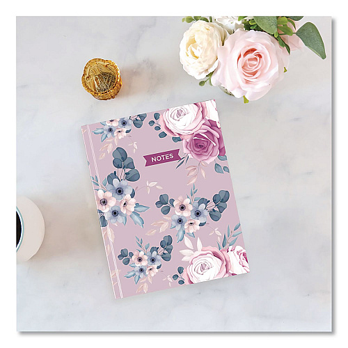 Blueline Fashion Hard Cover Notebook, 1-Subject, Medium/College Rule, Lavender Floral Cover, (96) 9.25 x 7.25 Sheets (A902)