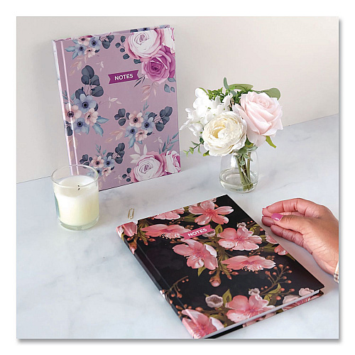 Blueline Fashion Hard Cover Notebook, 1-Subject, Medium/College Rule, Lavender Floral Cover, (96) 9.25 x 7.25 Sheets (A902)