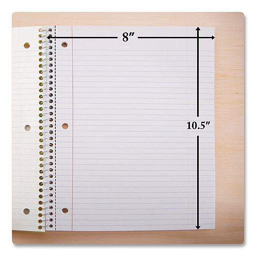 BAZIC Spiral Notebooks, 1-Subject, Wide Rule, Assorted Color Covers, (70) 10.5 x 8 Sheets,  24/Carton (559)