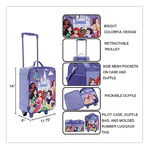 Bioworld Four-Piece Disney Princess Carry-On Luggage Set, 11.75 x 6 x 14 (DBY6SRWDSYPP)