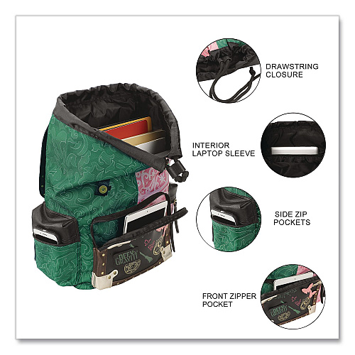 Bioworld Wicked Backpack, Fits Devices Up to 15.9", 11 x 7 x 17, Multicolor (BPA858TWKDPP)