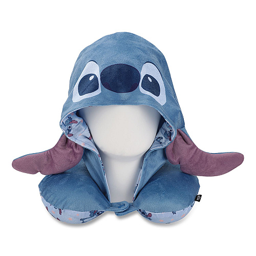 Bioworld Stitch Hooded Polyester Travel Pillow, 11 x 3 x 10.5, Blue (NPY7MRFDSCPP)