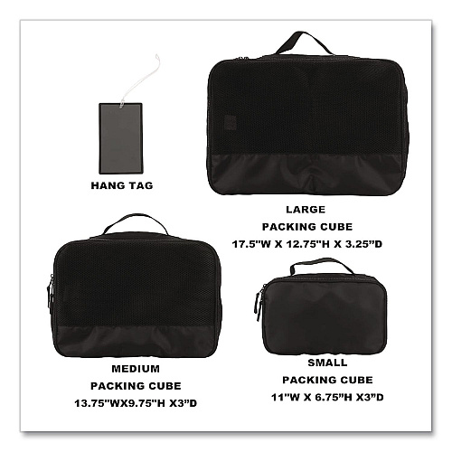 Bioworld Four-Piece Packing Cube Set, Assorted Sizes, Black (PAA8448PLBPP)