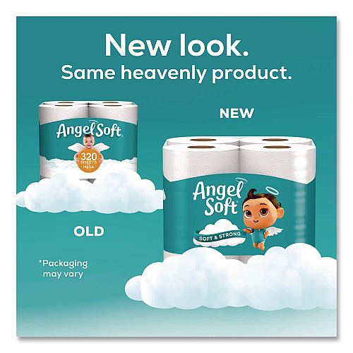 Angel Soft Mega Toilet Paper, Septic Safe, 2-Ply, White, 320 Sheets/Roll, 24 Rolls/Pack (794085)