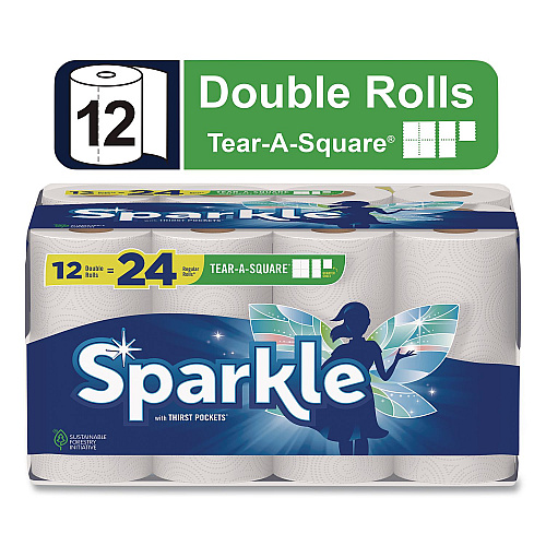 Sparkle Tear-A-Square Double Roll Paper Towels, 2-ply, 110 Sheets/Roll, 12 Rolls/Pack (22361507)