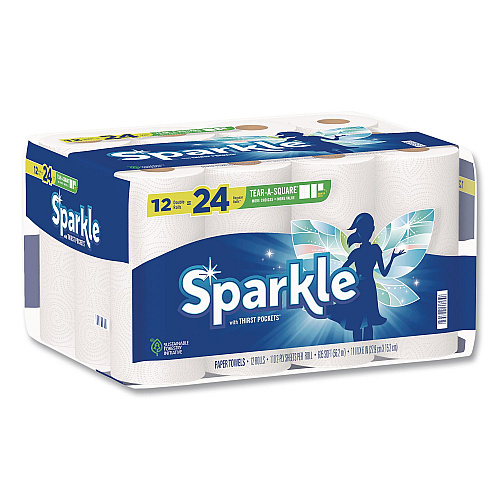 Sparkle Tear-A-Square Double Roll Paper Towels, 2-ply, 110 Sheets/Roll, 12 Rolls/Pack (22361507)