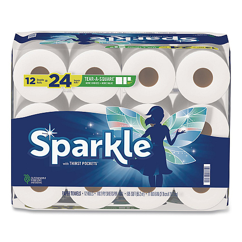 Sparkle Tear-A-Square Double Roll Paper Towels, 2-ply, 110 Sheets/Roll, 12 Rolls/Pack (22361507)