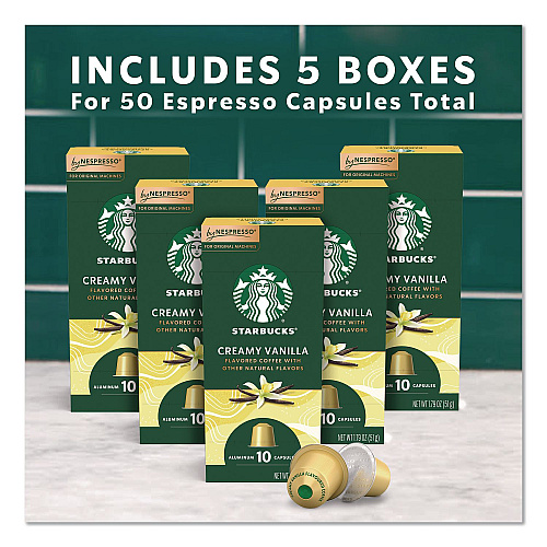 Starbucks By NESPRESSO Creamy Vanilla Original Pod, 10/Pack, 5 Packs/Box (135893)