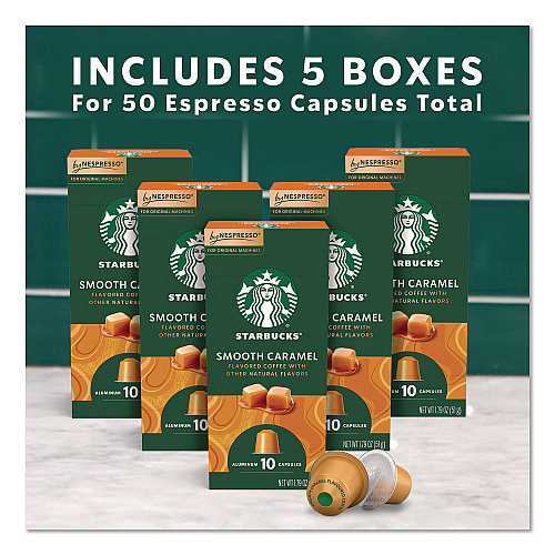 Starbucks By NESPRESSO Smooth Caramel Original Pod, 10/Pack, 5 Packs/Box (135896)