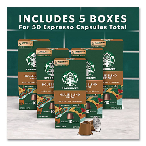 Starbucks By NESPRESSO House Blend Original Pods, 10/Pack, 5 Packs/Box, 50/Box (109047)
