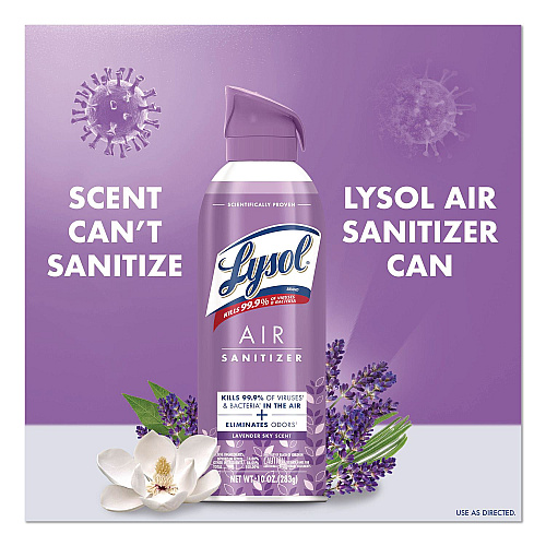 LYSOL Brand Air Sanitizer Spray, Lavender Sky Scent, 10 oz Aerosol Spray, 6/Carton (56348CT)
