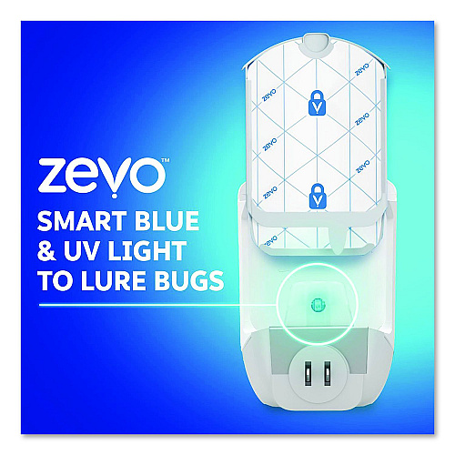 Zevo Flying Insect Indoor Fly Trap, 1 Plug-In Base, 1 Refill Cartridge, 4/Carton (01790)