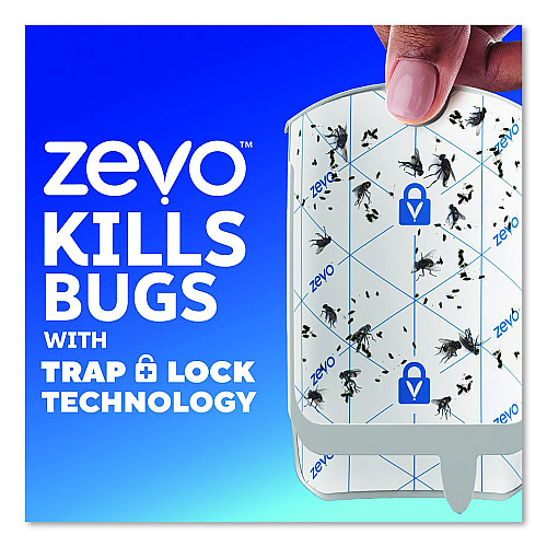 Zevo Flying Insect Indoor Fly Trap, 1 Plug-In Base, 1 Refill Cartridge, 4/Carton (01790)