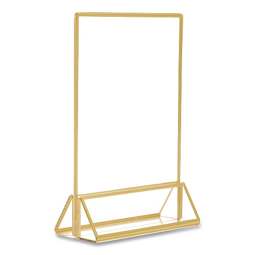 Excello Global Products Acrylic Sign Holder with Gold Trim, 4 x 6 Insert (SGNHGT4X6)