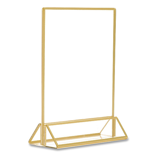 Excello Global Products Acrylic Sign Holder with Gold Trim, 5 x 7 Insert (SGNHGT5X7)