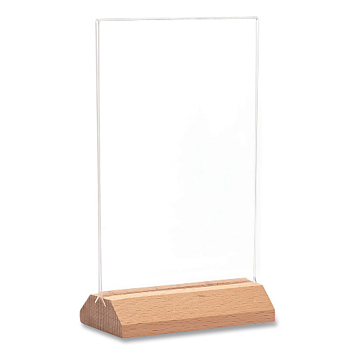 Excello Global Products Acrylic Sign Holder with Wood Base, 4 x 6 Insert (SGNHWB4X6)